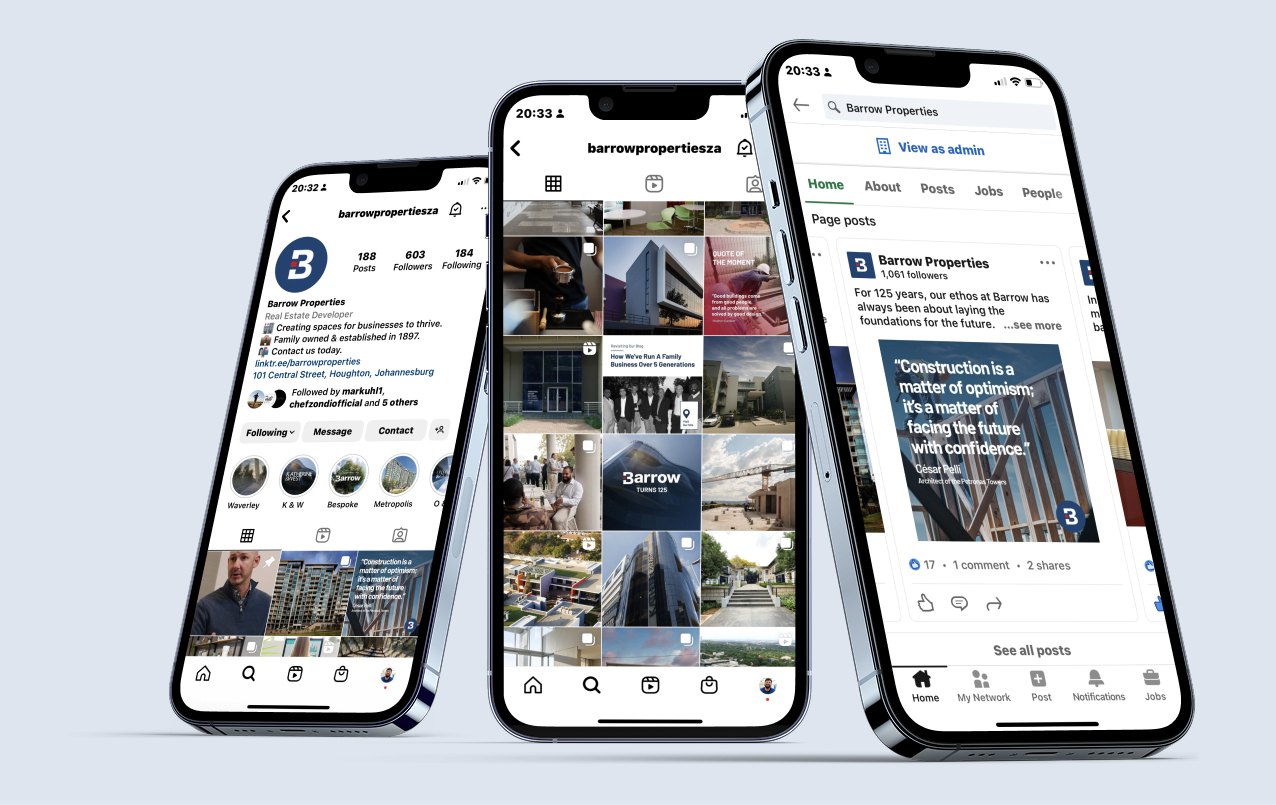Barrow social content across three phones