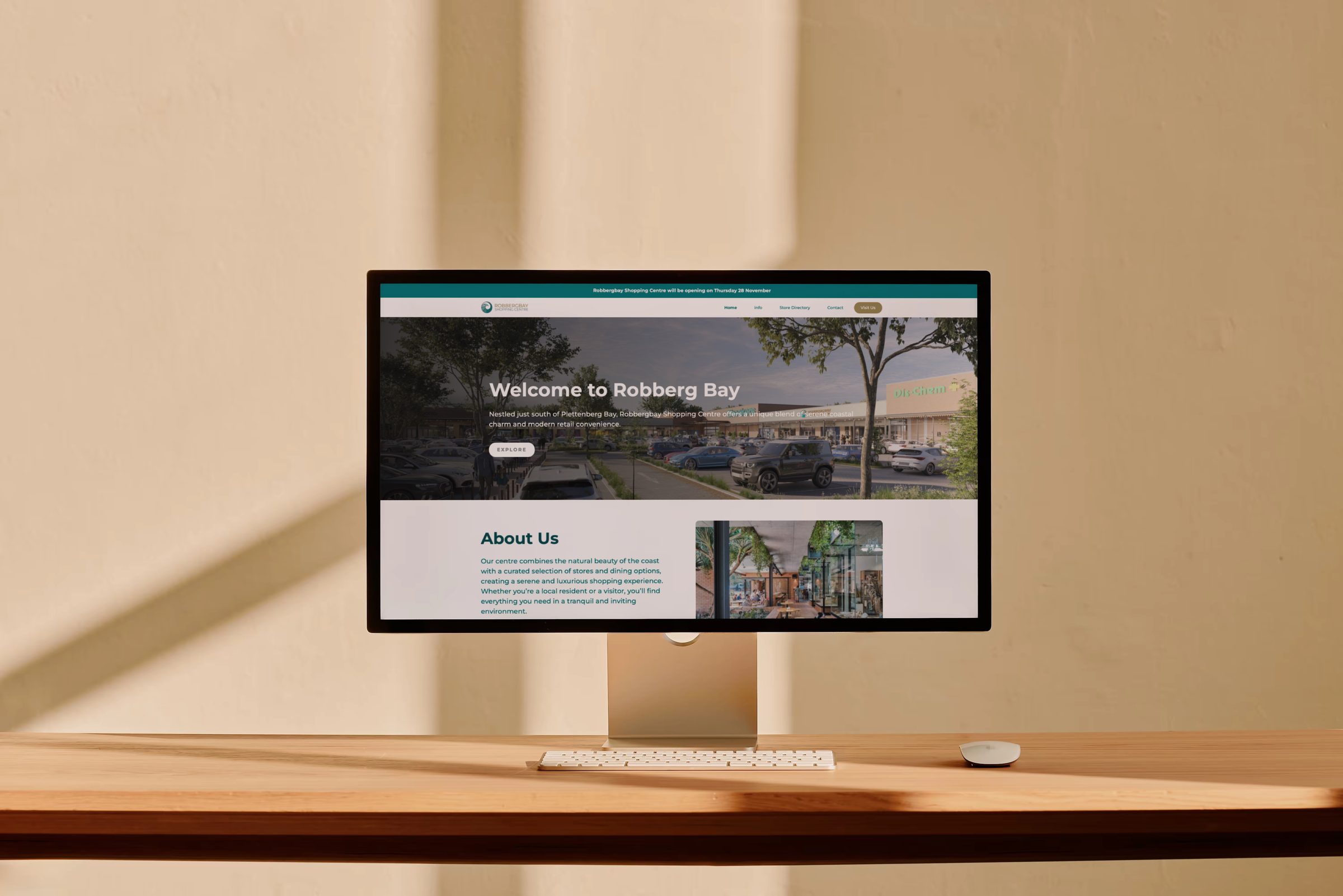 The Robbergbay Shopping Centre website on Webflow